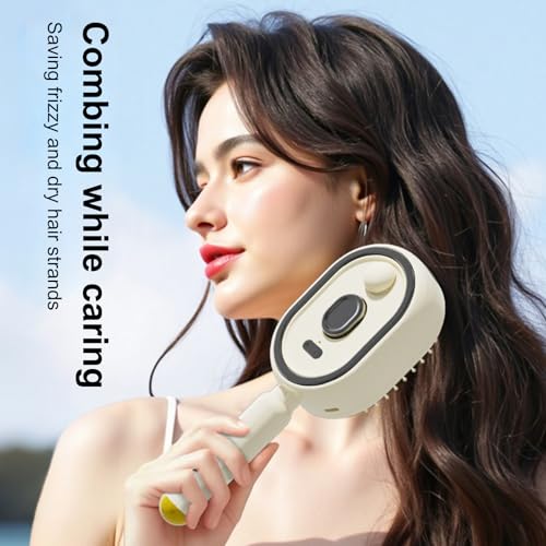 Electric Spray Hair Cushion Comb with Steaming Massage | Rechargeable Detangling Brush