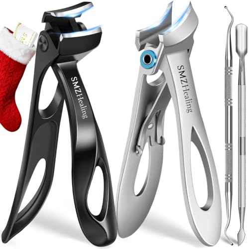 Toenail Clippers for Seniors Thick Toenails, Stocking Stuffers for Men 2025 Heavy Duty Large Toe Nail Clippers, Slanted Curved Blade Ingrown Toenail Clippers