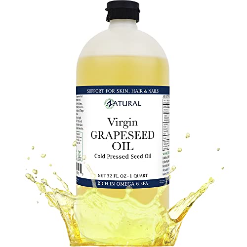 Zatural Grapeseed Oil Organically Grown 100% Pure Cold Pressed Virgin High Tempurature Cooking Oil (32oz)