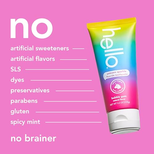 Hello Unicorn Sparkle Kids Fluoride Toothpaste, Bubble Gum, 4.2 oz (3 Pack)