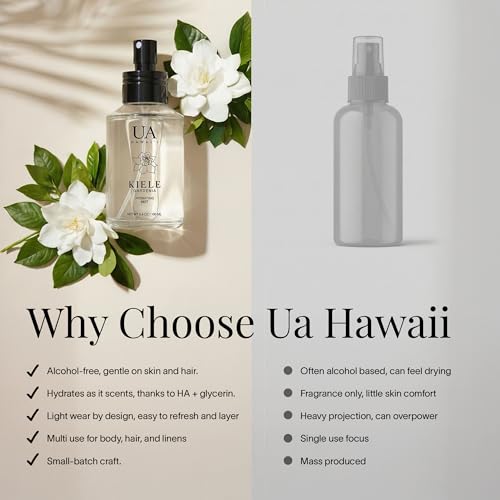 Ua Body Kiele Gardenia Body & Hair Mist - Hydrating Floral Perfume for Women & Men, Alcohol-Free, 3.4 oz