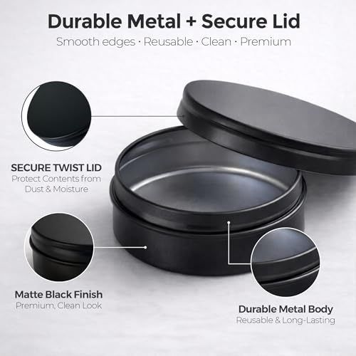 3 Pack Metal Tin Containers 2.5x1 Inch with Twist Lids