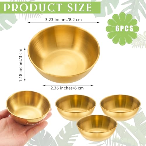6 Pcs 3. 23 In DIY Face Mask Mixing Bowl Stainless Steel Esthetician Facial Mask Bowl Facial Small Mixing Esthetician Supplies for Lady Women Skincare Home Salon Cosmetic Beauty (Gold)