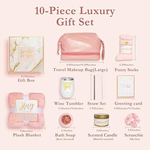 Self Care Gifts for Women ? 10 Piece Care Package for Women, Birthday Day Gift Set, Relaxing Spa Baskets for Wife, Grandma, Sister, Hug in a Box, Thanksgiving, Women's Day, Christmas, Valentine