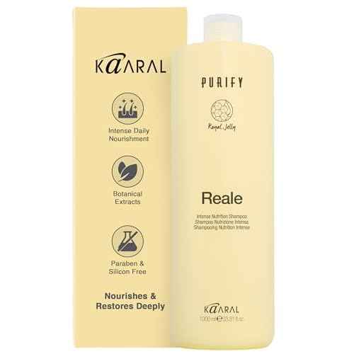 Kaaral Purify Reale Intense Nutrition Shampoo ? Moisturizing Formula for Dry, Damaged Hair ? Supports Natural Growth, Scalp Care, and Softness ? With Royal Jelly, Limnanthes Oil, Olive Oil ? 1000 ml