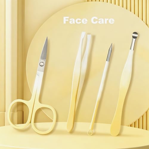 Yellow Manicure & Pedicure Kit with Leather Case - 10 High-Carbon Steel Nail Clippers