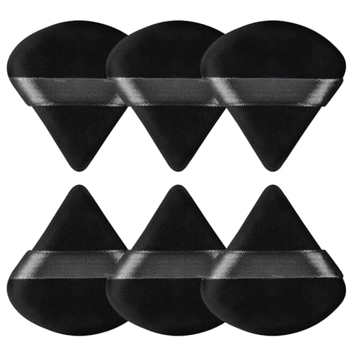 Pimoys Powder Puffs 6 Pack Triangle Round Makeup Puff Black