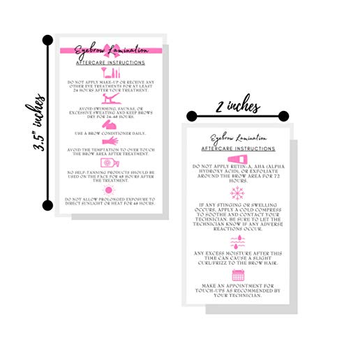 Brow Lamination Aftercare Cards 50 Pack 2x3.5"