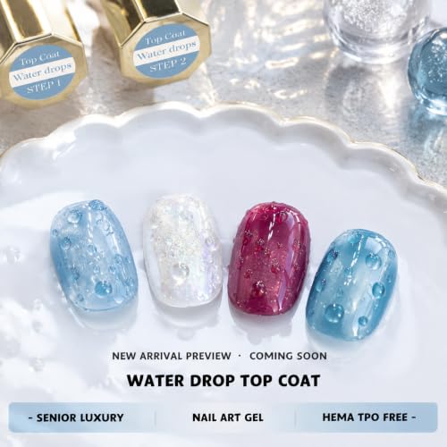 3D Water Droplet Effect Top Coat Gel - 2x15ml Non-Wipe UV/LED