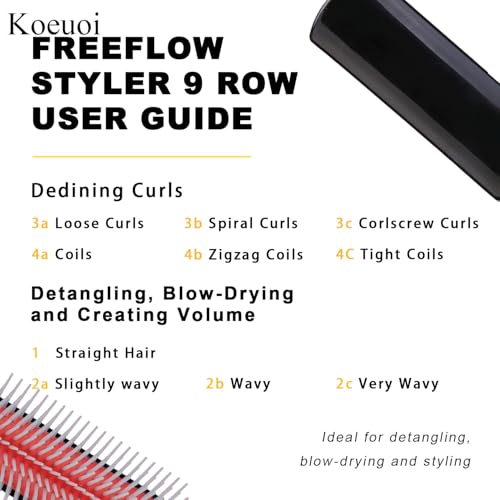 9-Row Curly Hair Brush for Detangling & Styling