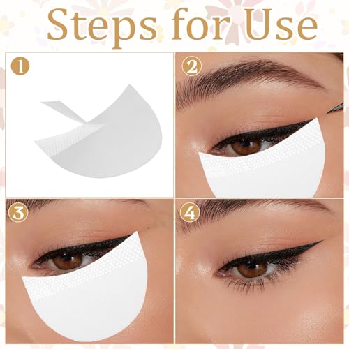 200 Pcs Eyeshadow Shields, Eye Makeup Tape for Eyeshadow Lint Free Under Eye Patches Makeup Tape Prevent Make up Residue Under Eyes Pads for Eyelash Extensions, Tinting and Lip Make up