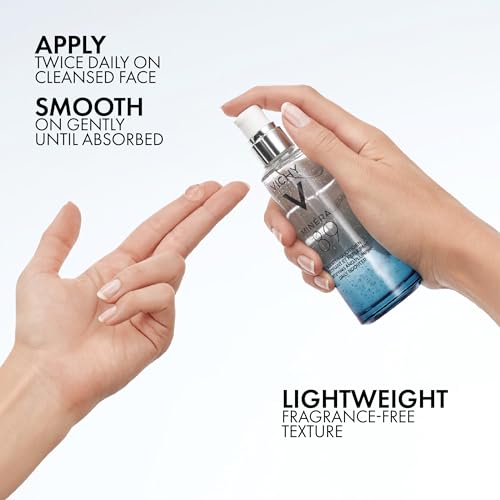 Vichy Mineral 89 Booster, Pure Hyaluronic Acid Serum for Face with Polyglutamic Acid for Skin Barrier Repair, Plumps & Hydrates, Lightweight Hydrating Serum, Oil-Free, Non-Sticky