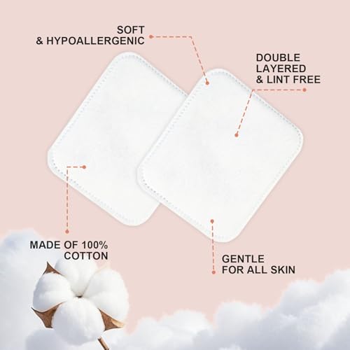 Astraescly 3-Pack Large Cotton Pads for Face, Sensitive Skin, 300 Count