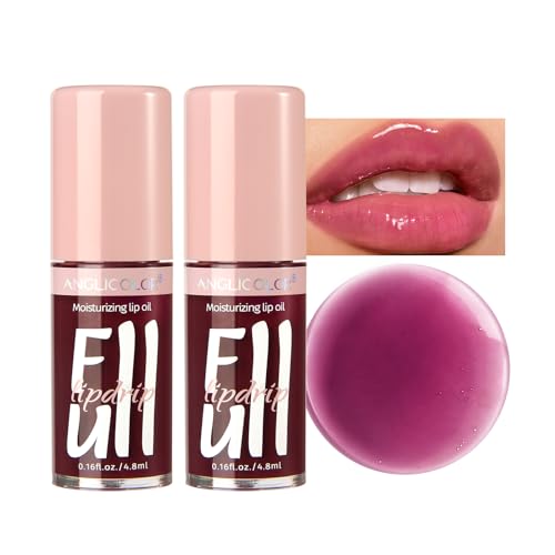 Anglicolor Lip Glow Oil - Hydrating Tinted Lip Gloss, 2PC Set