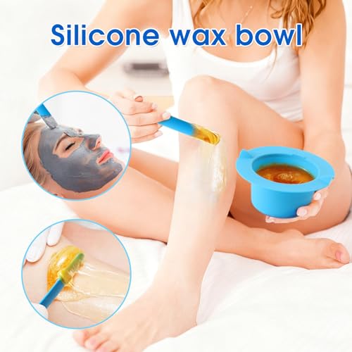 Silicone Wax pot Liner, Silicone Wax Bowl Warmer liner - non stick hair removal pot liner - with hair removal wax stick- Thickened version - [Blue]