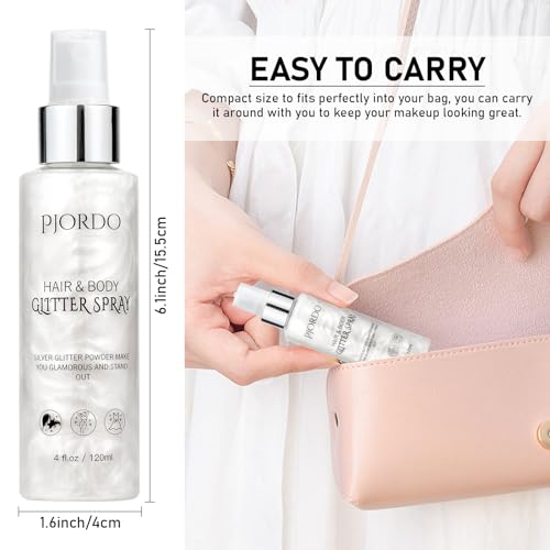 Silver Glitter Spray for Body, Hair & Clothes – 4oz