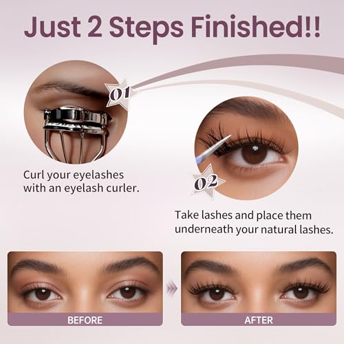 LAWINK Self Adhesive Eyelash Clusters 132pc 10-16mm D-Curly Wispy Lashes