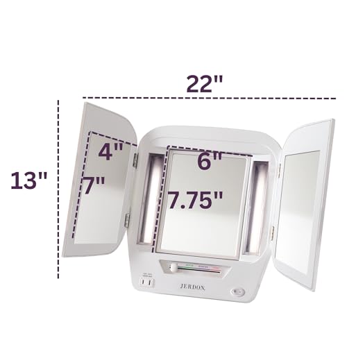 Lighted Makeup Mirror with 5X Magnification | White Vanity Mirror with Adjustable Lighting
