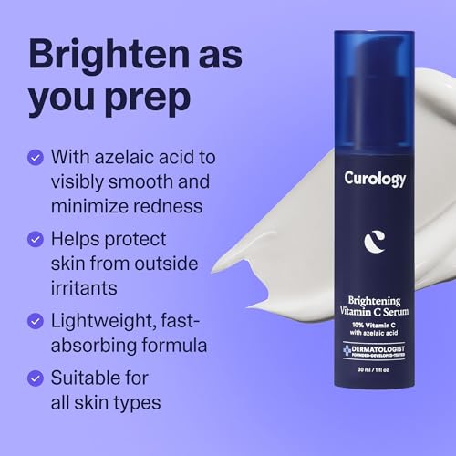Curology Brightening Vitamin C Serum, Visibly Evens Skin Tone, Smooths Texture, and Calms Redness, Milky Texture, 1 fl oz