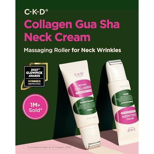 CKD Retinol Collagen Gua Sha Neck Cream with Refill ? Firming & Lifting Anti-Aging Neck & Jawline Cream Duo Reduces Wrinkles, Tightens Skin, Boosts Collagen Korean Skin Care, 1.69 fl oz x 2