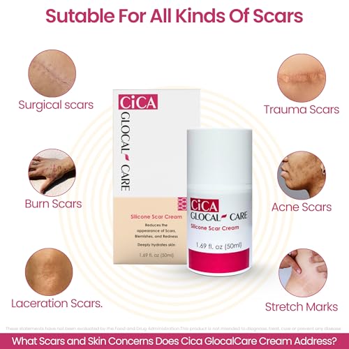 CICA Silicone Scar Cream ? New & Old Scar, Stretch Marks & PIH Appearance Improvement - Medical-Grade Silicone with TECA, PASSIOLINE, Hyaluronic Acid & Panthenol - Supports Wound Healing - 50 ml