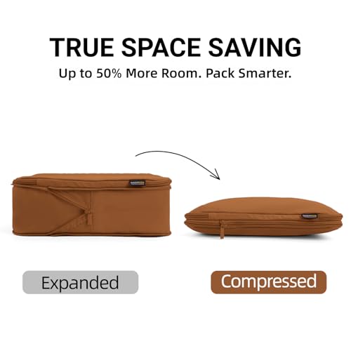 SOARSAIL Light Brown 4-Piece Compression Packing Cubes for 3-7 Day Travel