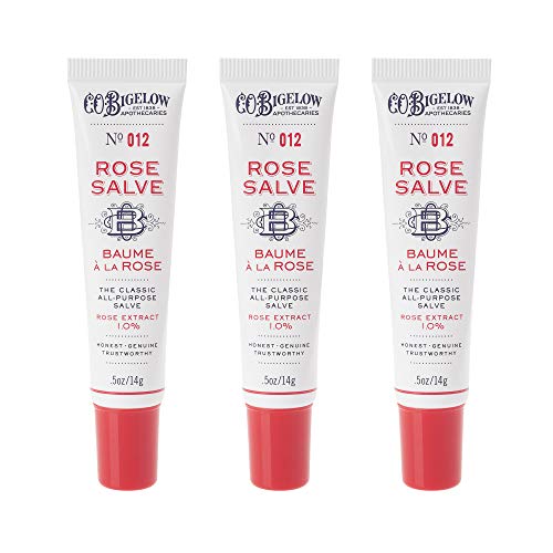 C.O. Bigelow Rose Salve Lip Balm Tubes 3 Pack, All Purpose Salves Moisturizing for Chapped Lips and Dry Skin