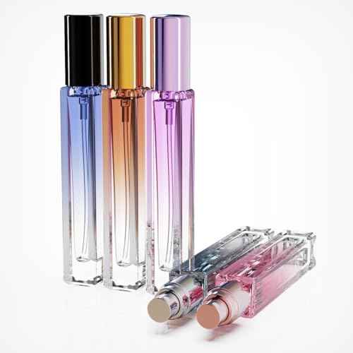 5PCS 10ml Glass Refillable Travel Perfume Atomizer Bottles,Mini Empty Cologne Spray Bottle,Pocket Size Sprayer Portable for Travel and Sample Container Toiletries Dispenser