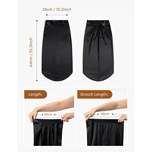 LilySilk Mulberry Silk Sleep Cap 100% 19 Momme Long Silk Bonnet for Curly Hair, Night Cap for Sleeping, Silk Hair Wrap for Women Black