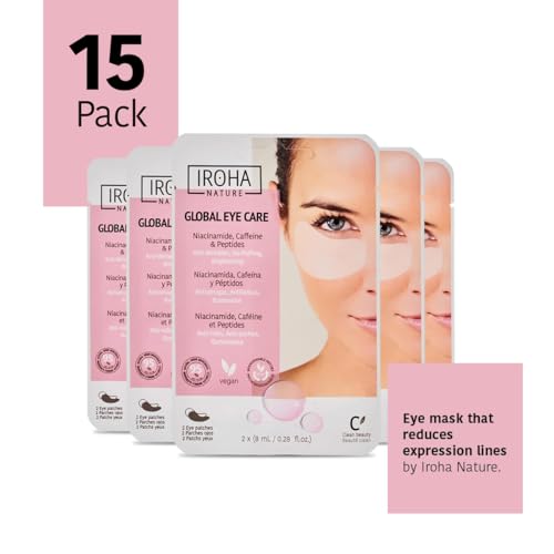 Anti-Aging Eye Patches (15 Pairs) | With Niacinamide, Caffeine & Peptides | Reduces Wrinkles, Fine Lines, Puffiness & Dark Circles | Hydration with Hyaluronic Acid | Vegan & 100% Biodegradable