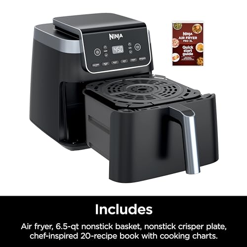 Ninja Air Fryer Pro XL 6-in-1 with 6.5 QT Capacity, Max Crisp, Air Fry, Air Roast, Bake, Reheat, Dehydrate, Max Crisp Technology with 450F, Nonstick Basket & Crisper Plate, Grey, AF181