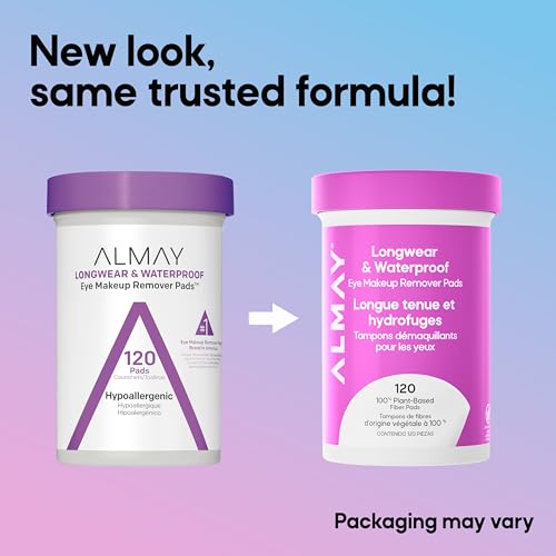 Almay Longwear & Waterproof Eye Makeup Remover Pads, 120 Count