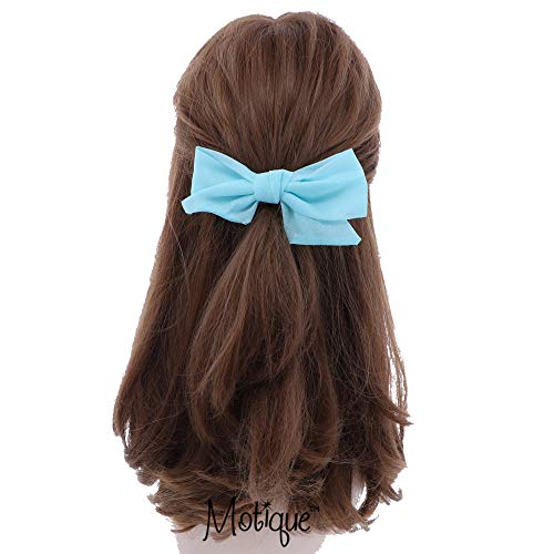 Soft Chiffon Hair Bow Clip Small-Aqua