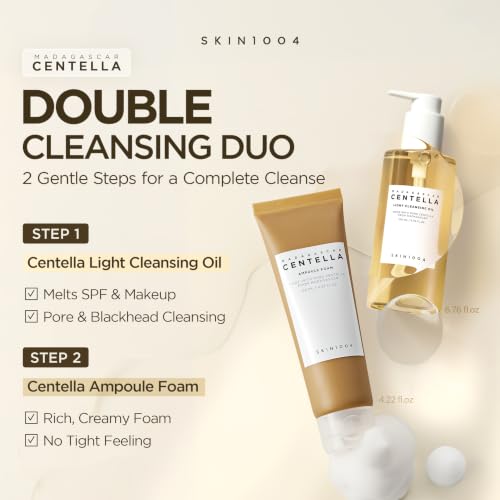 SKIN1004 Centella Double Cleansing Duo - Oil & Foam Face Wash for Sensitive Skin