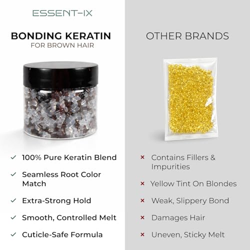 Keratin Beads for Hair Extensions & Re-Tipping - Italian Formula, 1.8 Oz Brown & Clear Variation