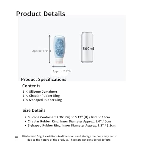 3-Pack 2-in-1 Silicone Travel Bottles with Scalp Scrubber