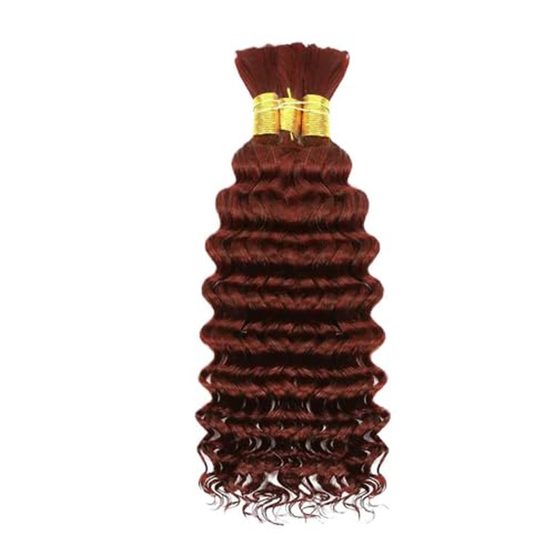 Reddish Brown Deep Wave Braiding Hair - 3 Bundles, 16 Inch