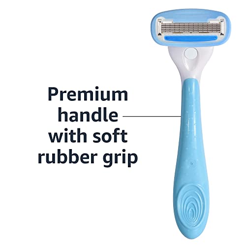 5-Blade Women's Razor Set with Handle, 12 Cartridges & Shower Hanger - Blue