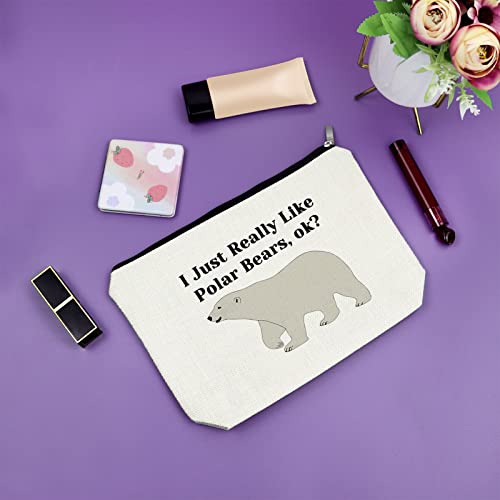 Polar Bear Gifts for Women Makeup Bag Polar Bear Lover Gift Animal Lovers Gift for Friend Cosmetic Bag Birthday Gifts for Sister Graduation Gifts for Her Christmas Gifts Cosmetic Travel Pouch