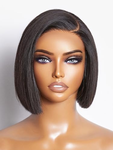 8" Blunt Bob Wig Human Hair Glueless HD Lace