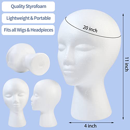 GliSun 3 Pcs Foam Wig Head Mannequin - Female Display Stand
