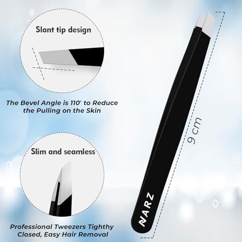 Professional Tweezer for Facial Hair Women & Men Stainless Steel Precision Tweezers for Ingrown Hair Tweezers for Men & Women (Deep Black)