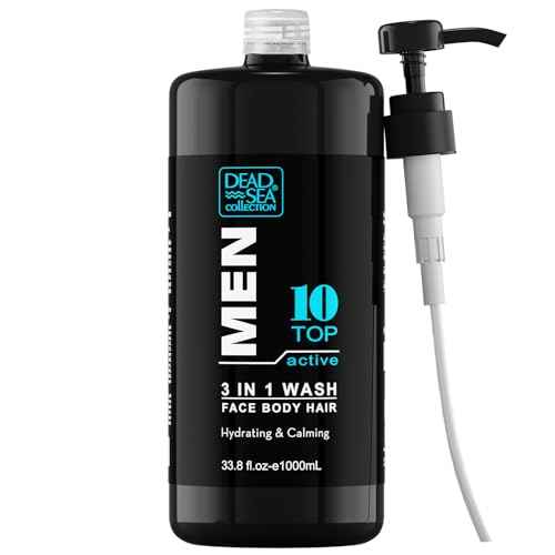 Dead Sea Collection Mens Body Wash 3 in 1 ? TOP 10 ACTIVE Body Wash for Men ? Shower Gel ? Shampoo ? Shower Soap for Face and Hair (33.8 Fl. Oz)