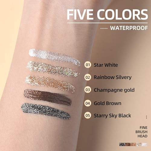 Liquid Glitter Eyeliner Set, 5 Colors Waterproof Shimmer