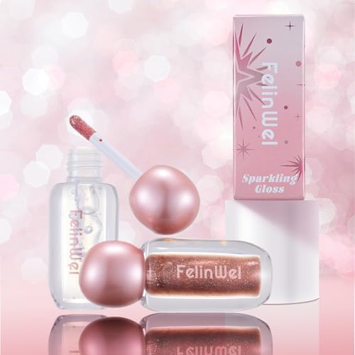 FelinWel Sparkly Lip Gloss - Moisturizing Shimmer, Nude Glow