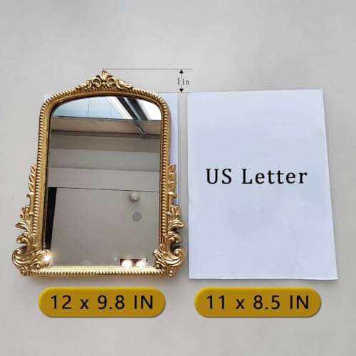 Willannals Gold Vintage Makeup Mirror 12x9.8 Inch Tabletop Vanity with Wall-Hanging Option
