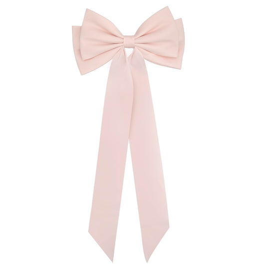 cvisay Big Hair Bow with 7.6 Inch Wide Design and 14.18 Inch Ribbon for Women，made with Soft and Silky Material，Ideal for Daily Wear, Holidays, Birthdays, and Travel -Light Pink