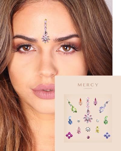 Floral Crystal Bindi Face Jewels - Gold & Multi Pack