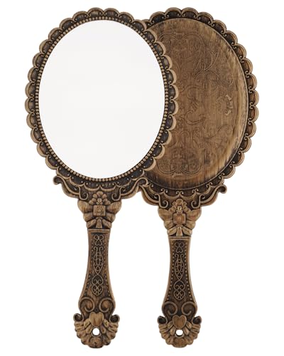 Vintage Handheld Makeup Mirror with Sturdy Handle