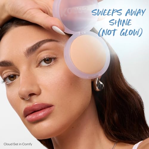 Kosas Cloud Set Face Setting Powder - Smoothing Shine Control, Soft, Sheer Translucent Makeup Finish, Portable & Long-Lasting Loose Pressed Baking Powder - Comfy (Sheer Medium)